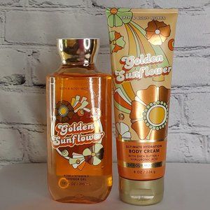 BATH & BODY WORKS 'GOLDEN SUNFLOWER' 2-PIECE BODY WASH, CREAM SET 'DISCO EDITION